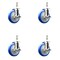 Service Caster 5 Inch 316SS Blue Polyurethane Swivel 12mm Threaded Stem Caster Set Brake SS316TS20S514-PPUB-BLUE-TLB-M1215-4 - alternate 1